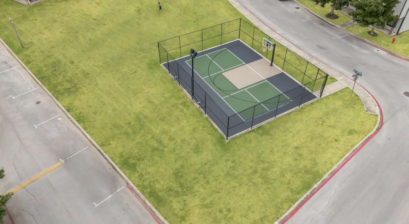 an aerial of a basketball court