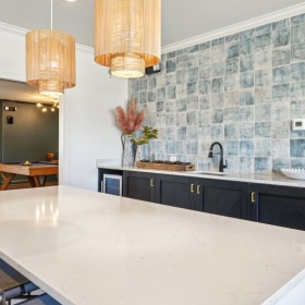 a large resident kitchen with an island