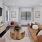 furnished living room next to staircase