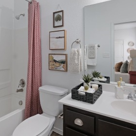 Bathroom options with thoughtful details a bathroom with a shower/tub combo